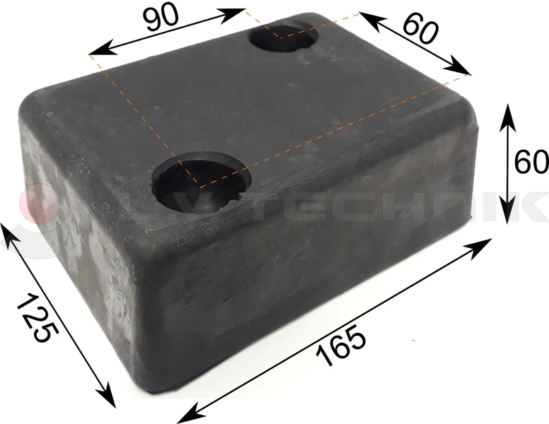 Rubber buffer 165x125x60 2 holes