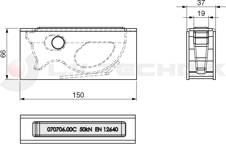 Lashing ring with housing 5t EN12640