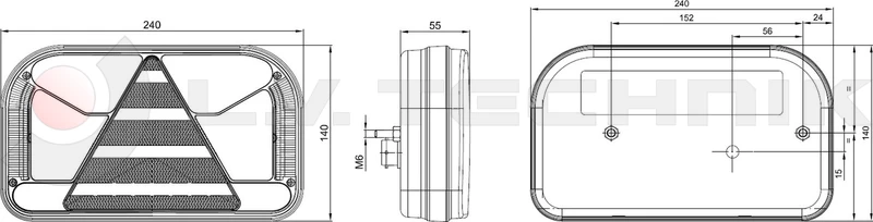 Universal LED rear lamp left left