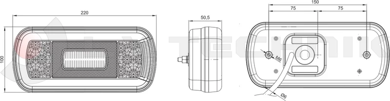 Universal LED rear lamp with fog lamp