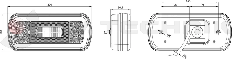 Universal LED rear lamp with number plate light