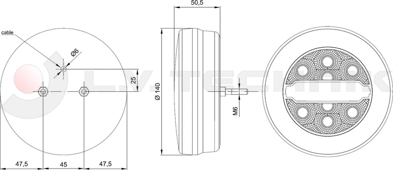 Universal LED rear lamp 3-functional
