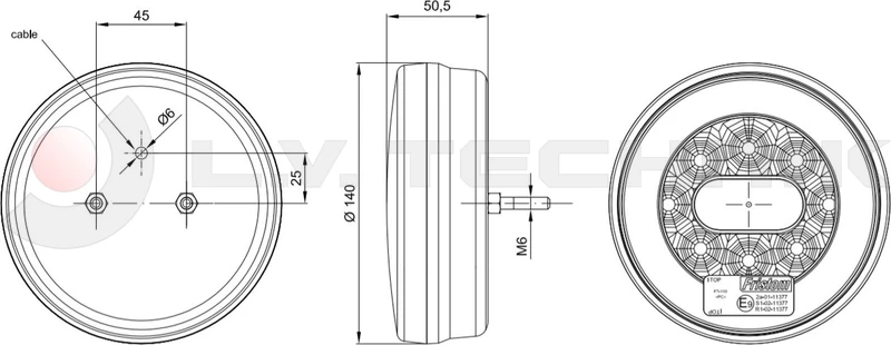 Universal LED rear lamp 3-functional