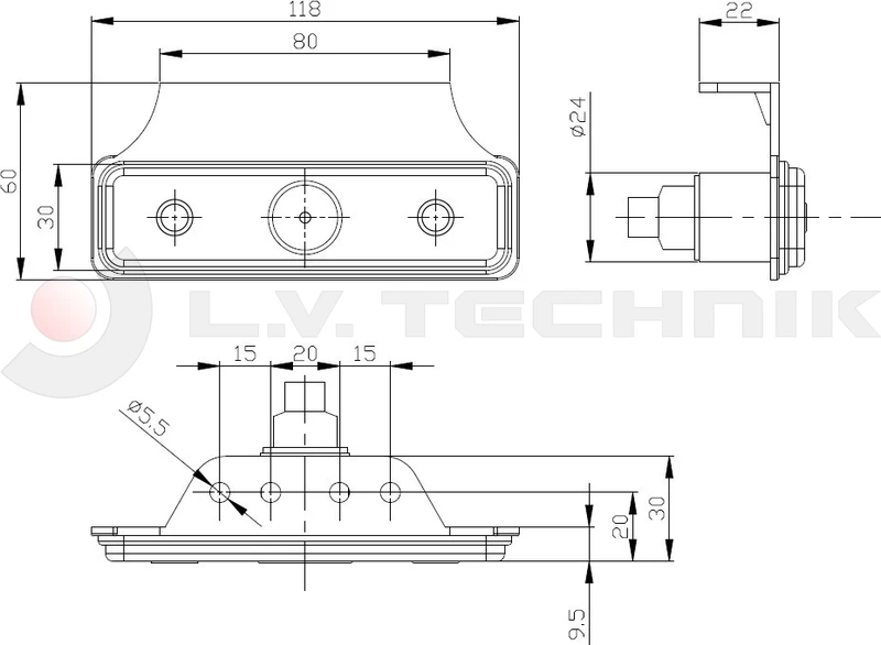 Helyzetjelző tartóval FT004 LED piros FRISTOM