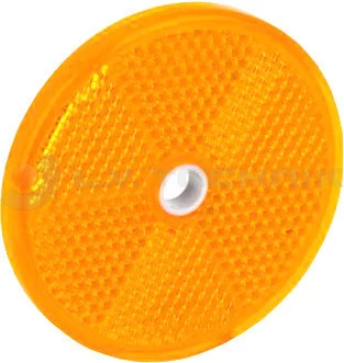 Yellow round reflector with a mounting hole