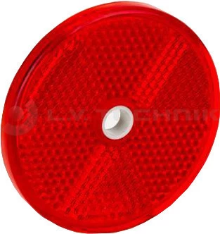 Red round reflector with a mounting hole