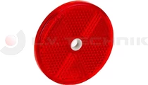 Red round reflector with a mounting hole