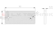 Red rectengular reflector with 2 mounting holes