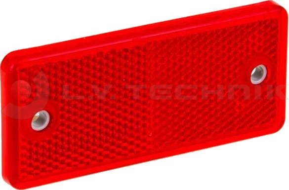 Red rectengular reflector with 2 mounting holes