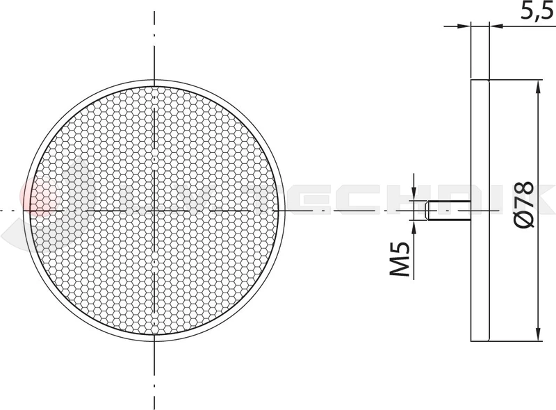 White round reflector with a screw