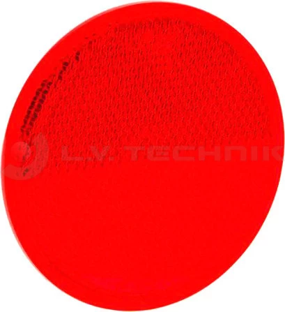 Red round reflector with a screw