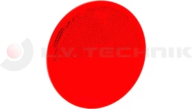 Red round reflector with a screw