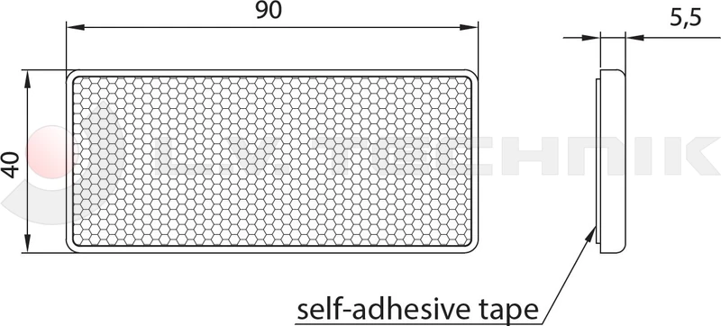 Red adhesive tape rectengular reflector
