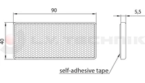 Red adhesive tape rectengular reflector