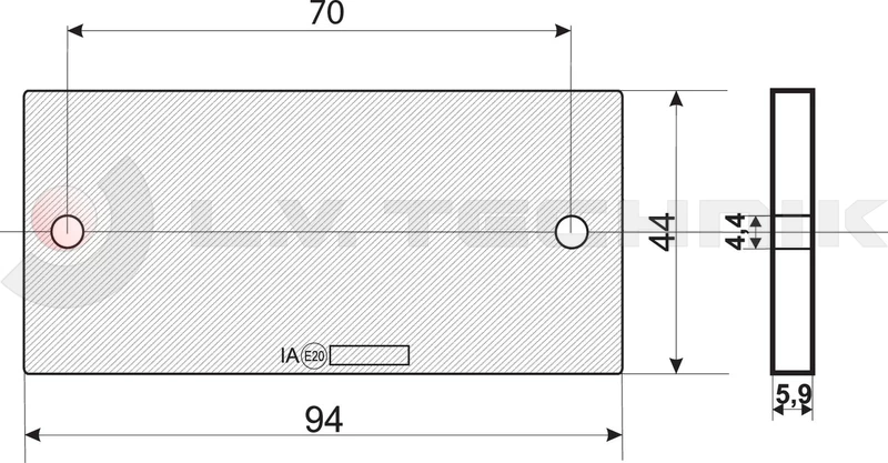 Red rectengular reflector with 2 mounting holes