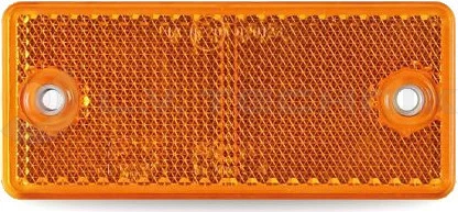 Yellow rectengular reflector with 2 mounting holes + adhesive tape