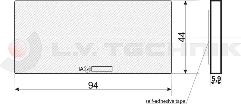 Red adhesive tape rectengular reflector