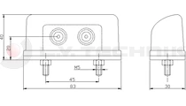 Number plate LED lamp with cable