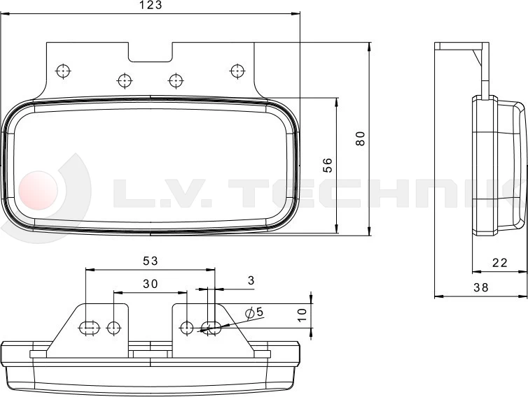 LED clearance lamp red 12-36V