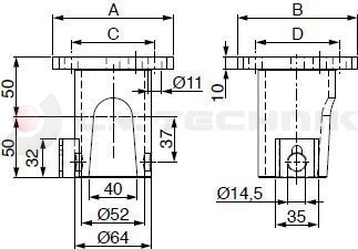 Tipping ball set 50mm horizontal 2t