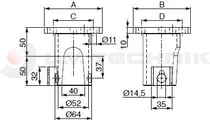 Tipping ball set 50mm horizontal 2t