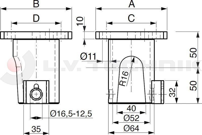 Tipping ball set 50mm horizontal 2t