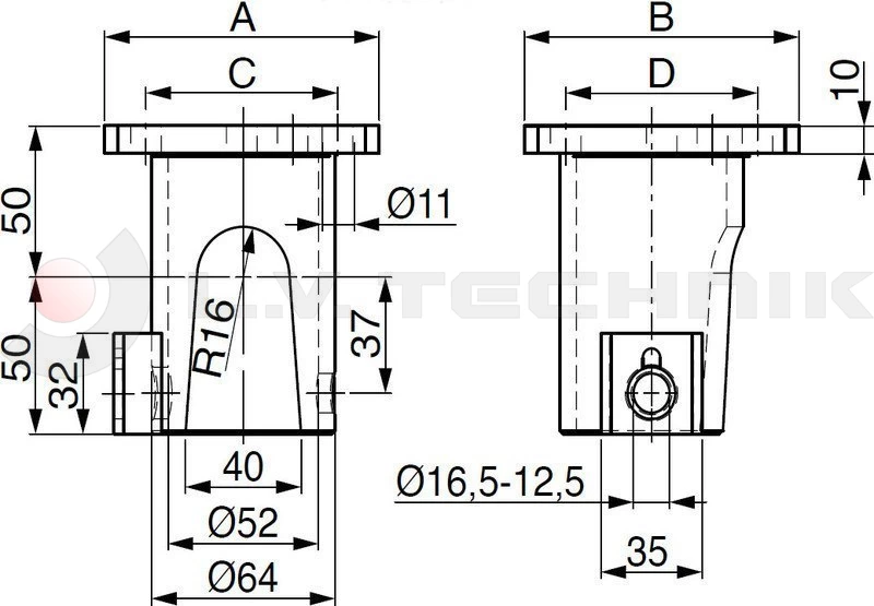 Tipping ball set 50mm horizontal 2t