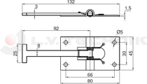 Door holder flush male inox