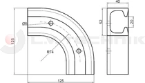 Stainless steel 1/2 curve for meat rail