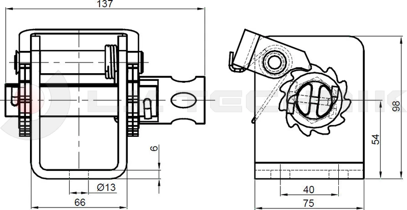 Hand winch for 50mm webbing 5t