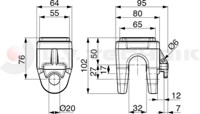 Tipping fork socket 7.5t 30-20mm