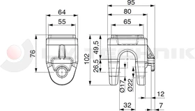 Tipping fork socket 7.5t 30-22/17mm