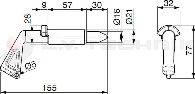 Fork locking pin 7.5t 30-21/16mm
