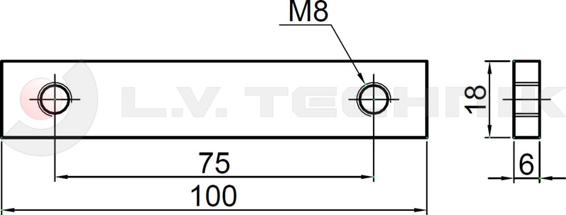 Steel sheet 75mm 100x18x6
