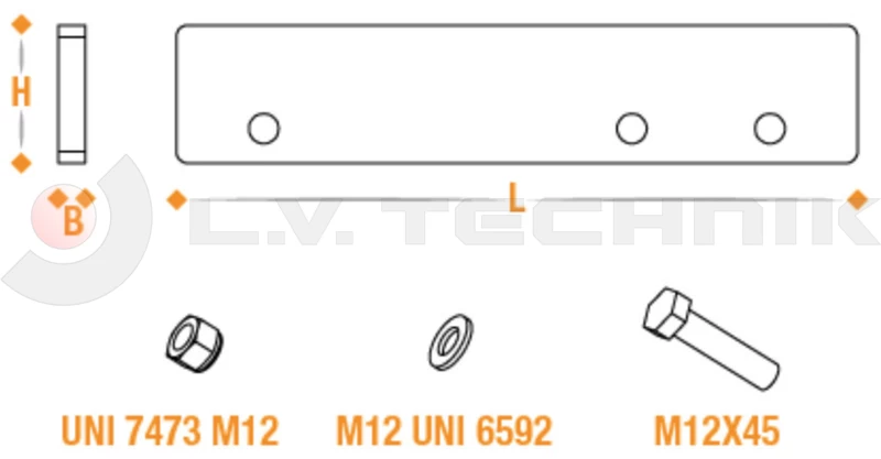 Fixing kit for aluminium bumper