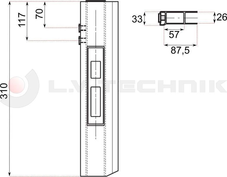 Pinned lock 300mm left