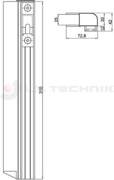 Pinned lock counterpart 300mm left