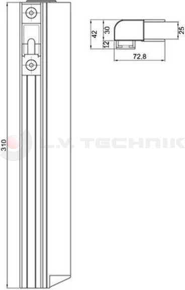 Pinned lock counterpart 300mm right