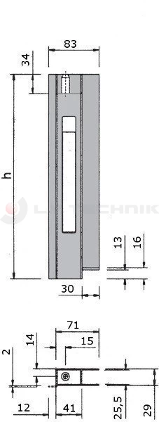 Planae lock 300mm with ledge right
