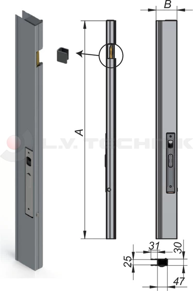 Side lock 615mm left