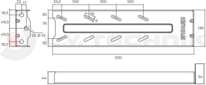 Bracket kit 520x136