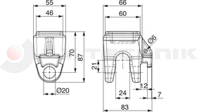 Tipping fork socket 5t 22-20mm