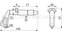 Fork locking pin 5t 22-19mm