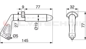 Fork locking pin 5t 22-19mm