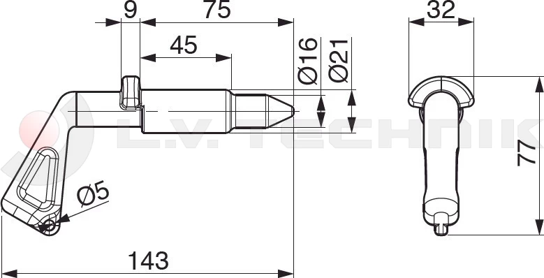 Fork locking pin 5t 22-21/16mm