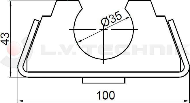 Roof member bracket for tube Ø35 HS:87169090 Made In Italy.