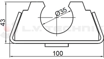 Roof member bracket for tube Ø35 HS:87169090 Made In Italy.