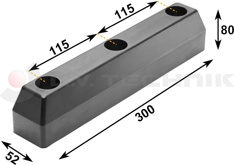 Rubber buffer 300x52x80