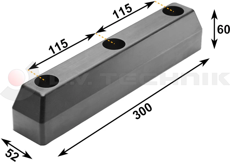Rubber buffer 300x52x60