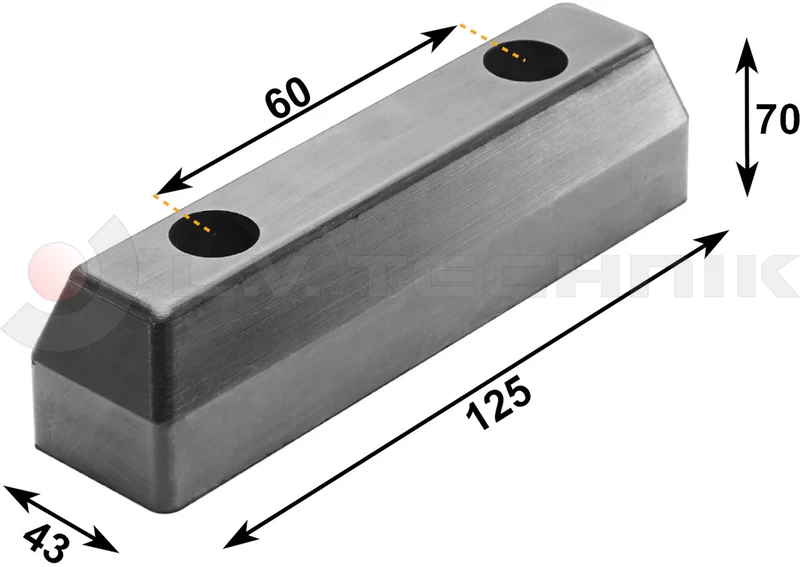 Rubber buffer 125x43x70